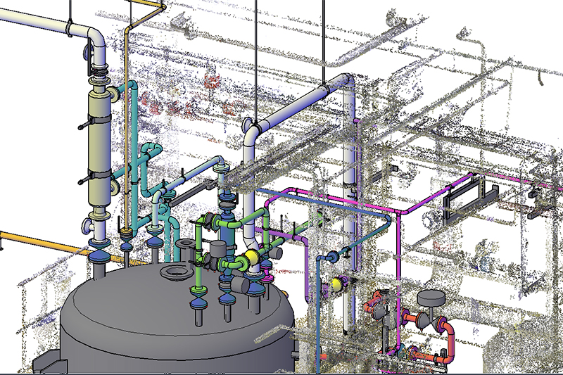 Rohrleitungsplanung zur Anlagenerweiterung im 3D Scan